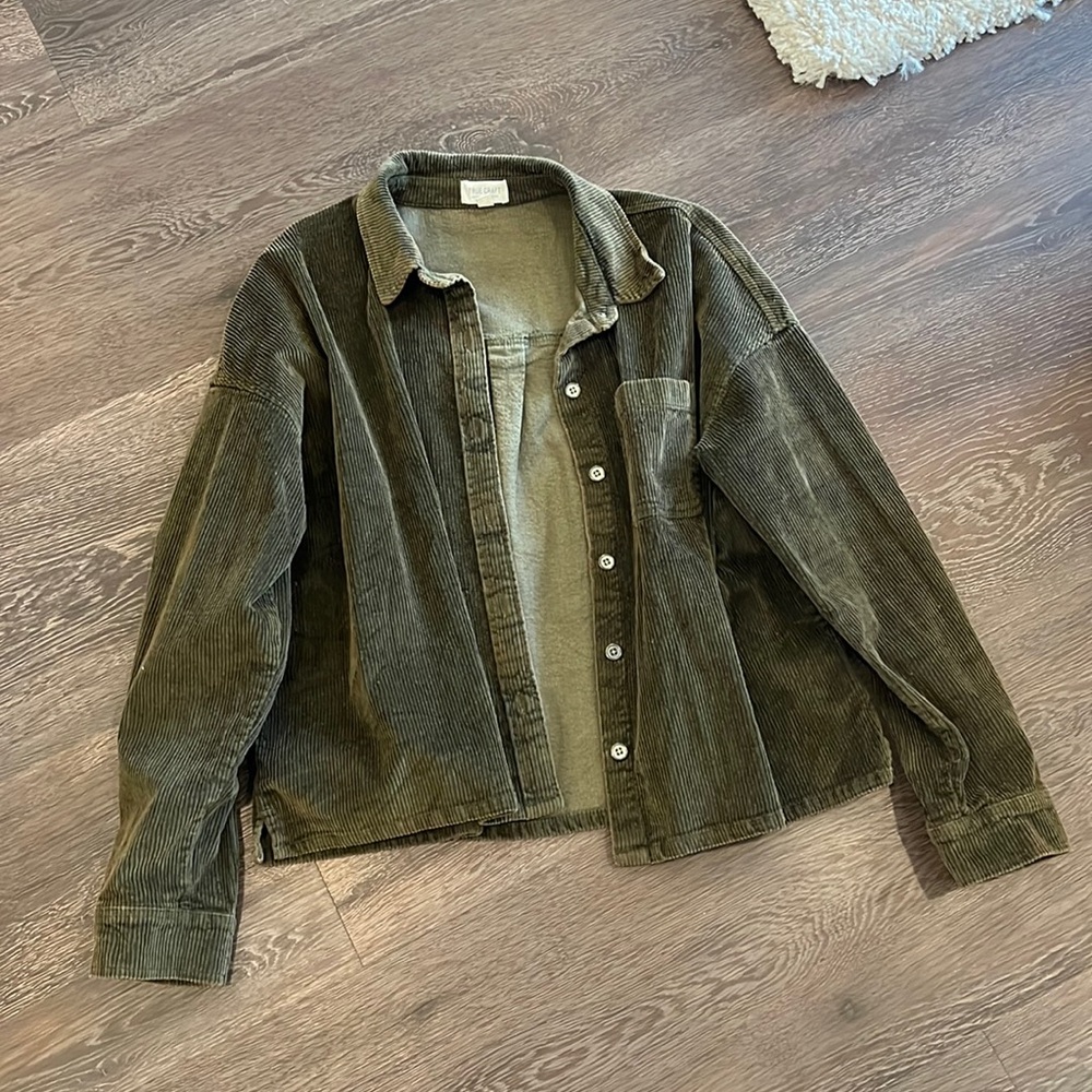 Green Corduroy Cropped Jacket